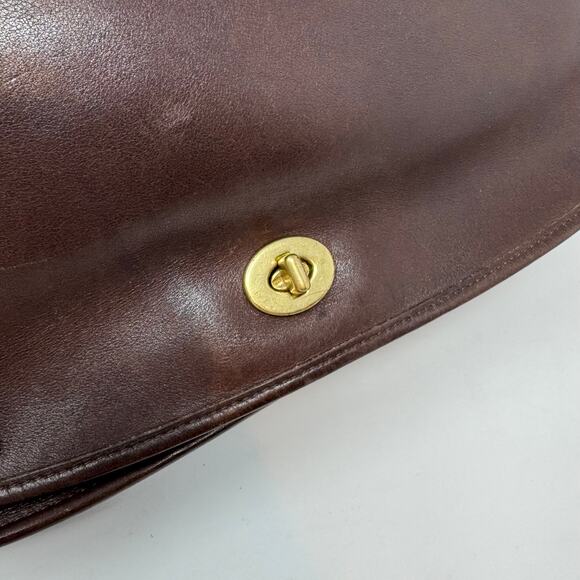 Vintage Coach Legacy Leather Crescent Flap Bag Purse Dark Brown 9718 Saddlebag - Picture 2 of 14